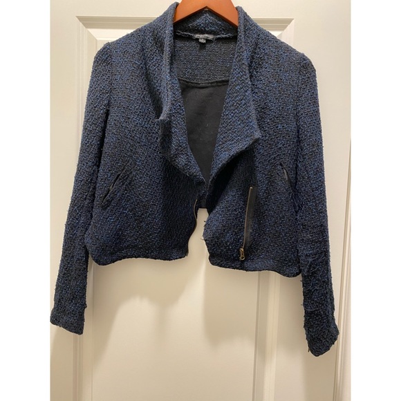 Tobi Tweed Hart Moto Jacket in Navy  - Size SM - Picture 3 of 8